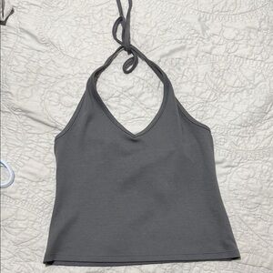 Gray Halter Neck Women's Top